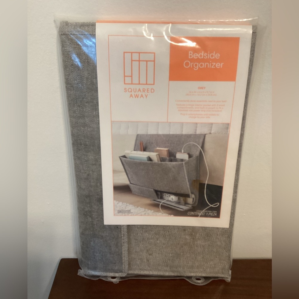 Squared Away NWT Gray Bedside Organizer